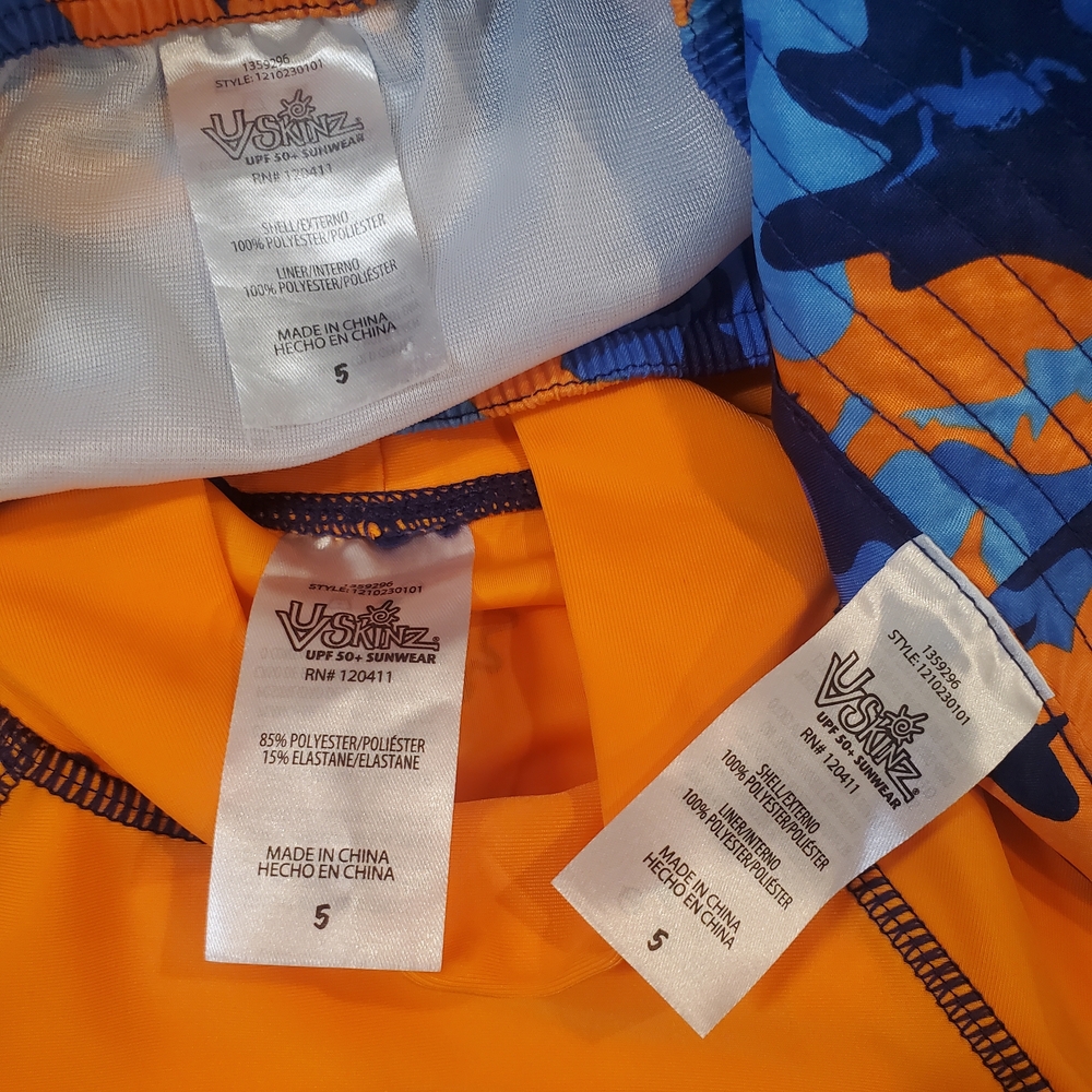 UV SKINZ Boys 3 Piece Swim Set with UPF 50+ Sun Protection Size 5 - Picture 10 of 10